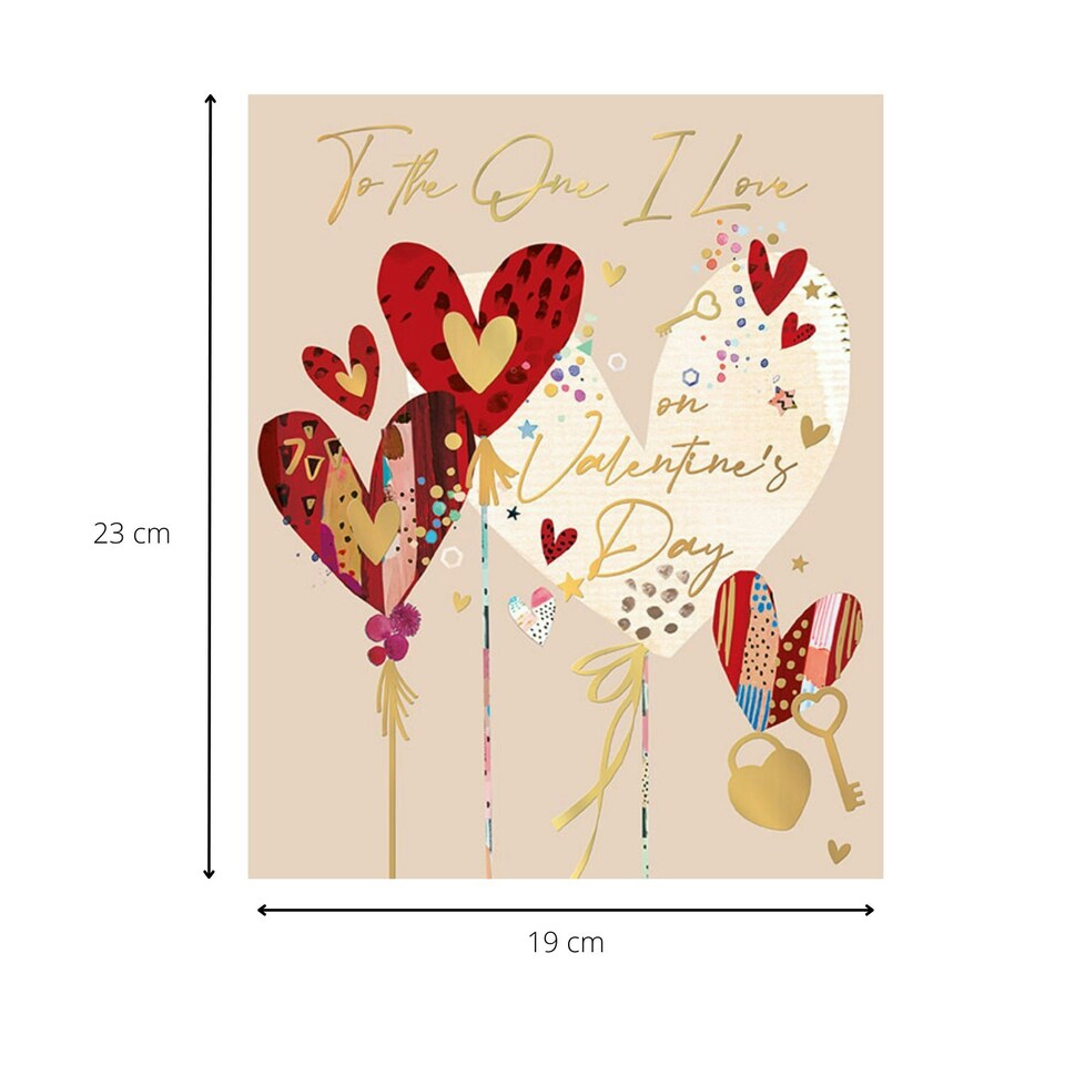 image 1 of Words 'n' Wishes Valentine Day Card to The One I Love on Valentine's Day, 23 x 19 cm, Red & Pink