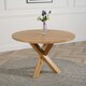 image 4 of Oregon Round Oak Dining Table with 4 Stanford Oak Chairs Brown