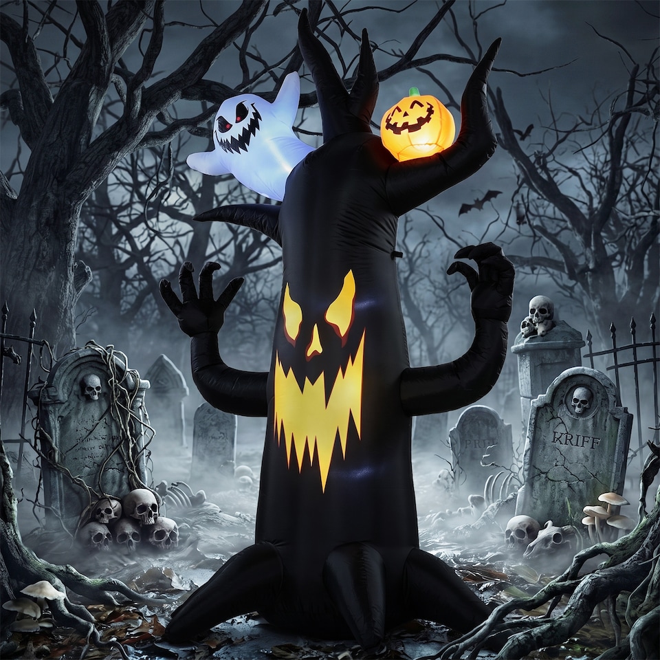 image 1 of Outsunny 8 FT Halloween Inflatable Spooky Tree with Built-in LED Lights