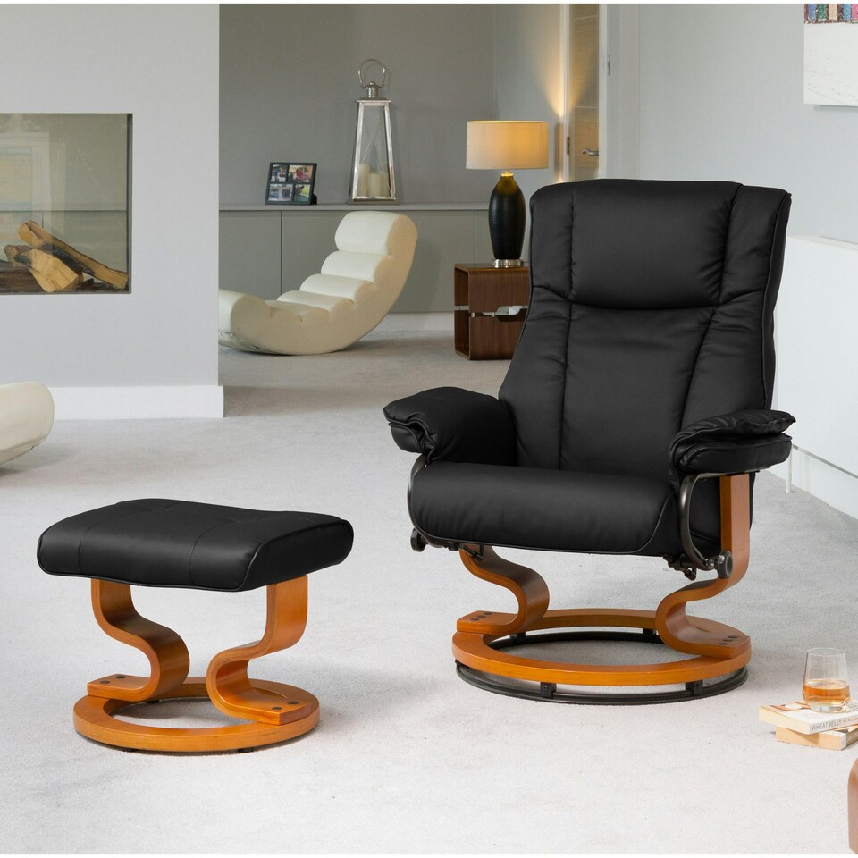 image 1 of Calhoun Swivel Recliner with Massage and Heat Black