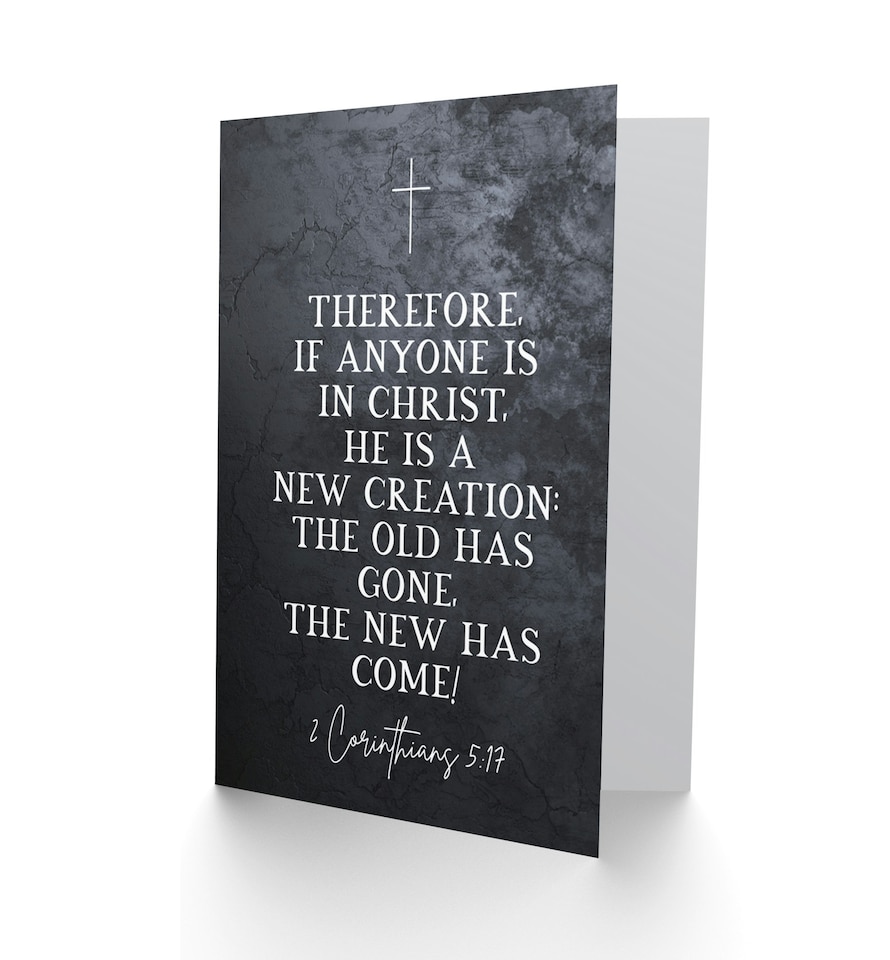 image 1 of Corinthians 5:17 Christ New Creation Old Gone Bible Verse Christian Card