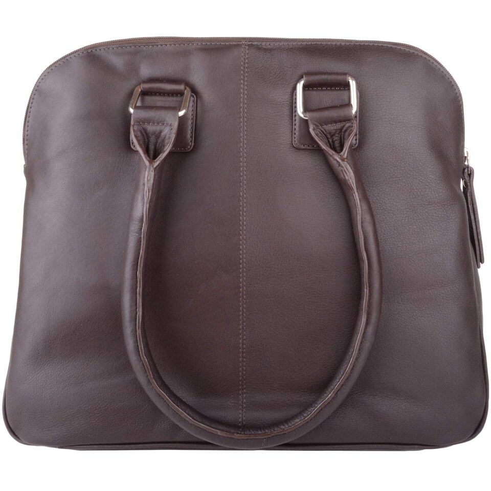 image 1 of London Leathergoods Womens Large Premium Soft Leather Travel / Work Hand Bag / Shoulder Bag | Brown | Dark Brown
