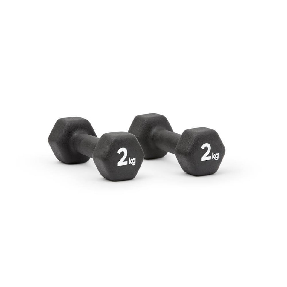 image 1 of Adidas 2kg Neoprene Dumbbell Pair, Hexagonal Non-Roll Design, Black | Black | BLACK | adult