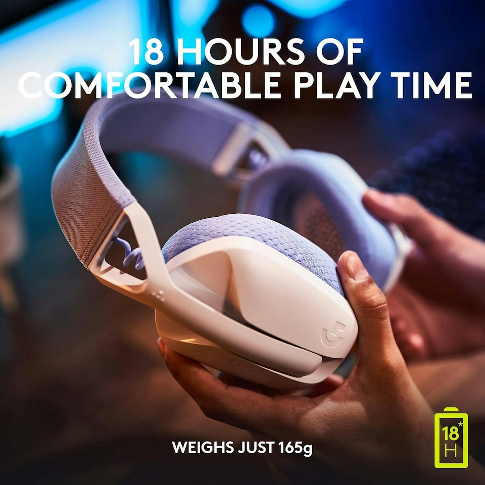 image 1 of Logitech G435 LIGHTSPEED & Bluetooth Wireless Gaming Headset, Ultra Lightweight, built-in mics, 18h battery, Dolby Atmos, PC, PS4, PS5, Nintendo Switch