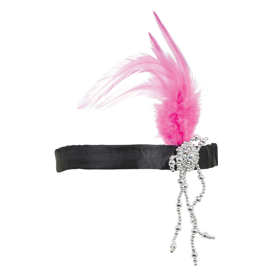 Bristol Novelty Unisex Adults Basic Flapper Headband - Black/Pink - One Size One Size
