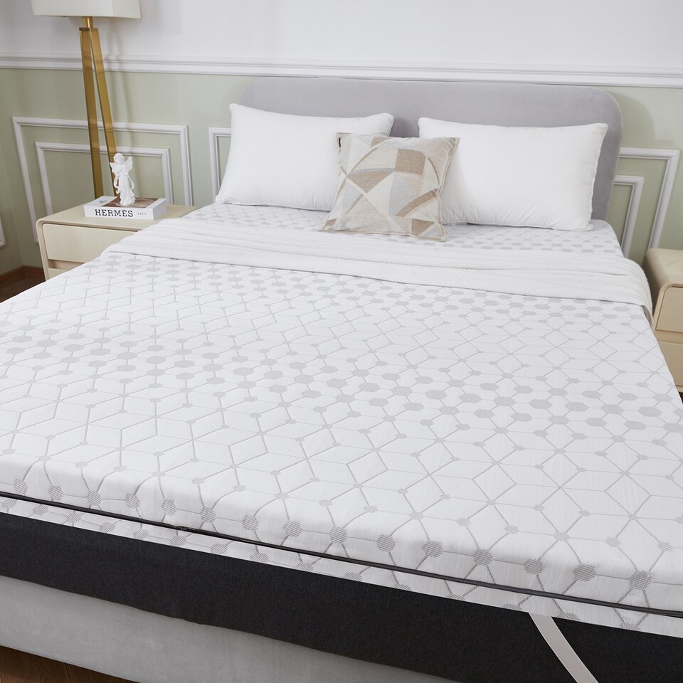 image 1 of Ezysleep All Seasons Luxury Memory Foam Breathable Mattress Topper Premium Quality | White | White