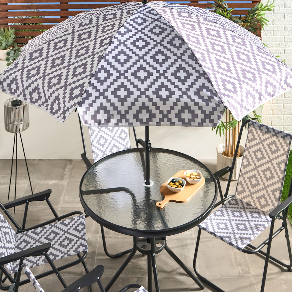 image 1 of OHS 6 Piece Patio Set Outdoor Table Chairs Parasol Garden Furniture