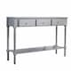 image 1 of Hallway Console Table Stylish Grey Painted Wooden 3 Drawer Side Desk Undershelf Grey