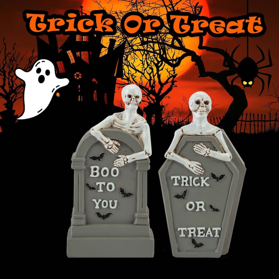 image 1 of PMS Halloween Tombstone Skeletons 2 Pack - Grey