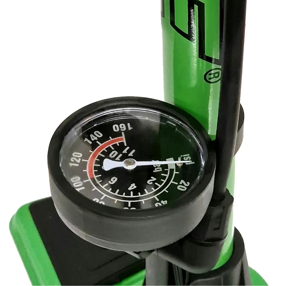 image 1 of AWE Heavy Duty Steel Track Floor Pump With Gauge 160 PSI Max Dual Valve