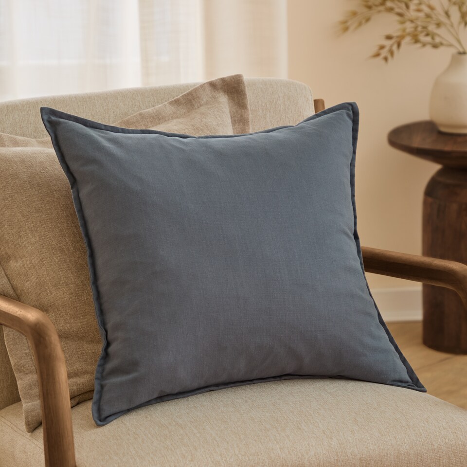 image 1 of Yard Slub Cotton Cushion | Blue | Denim