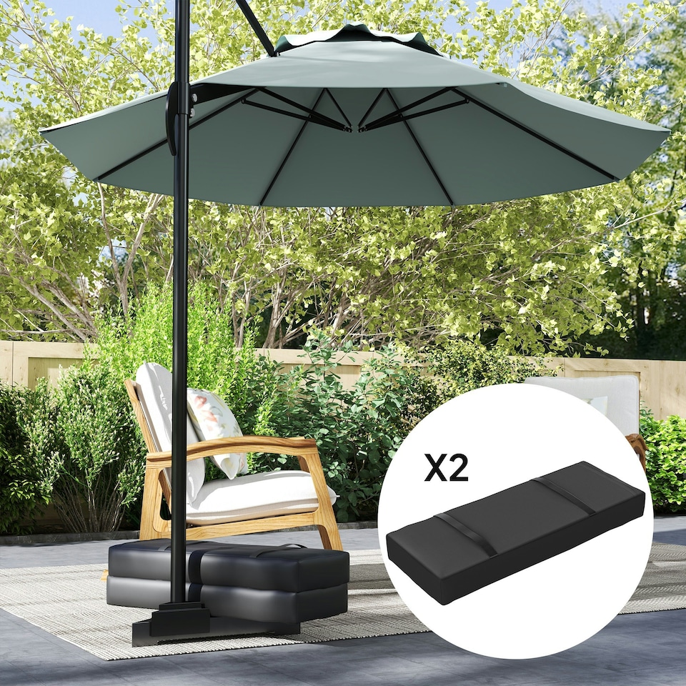 image 1 of Outsunny Parasol Weights Set of 2, Parasol Base Weights Bags, Black