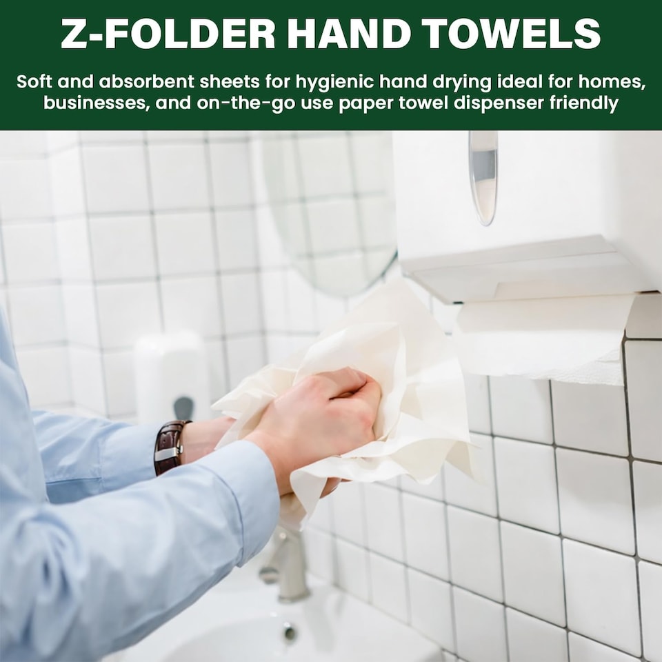image 1 of ECONX Z-Fold Paper Hand Towels White 2 Ply Disposable Hand Towels Box of 3000