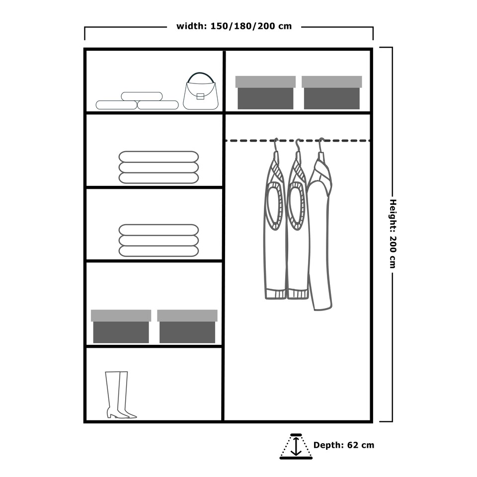 image 1 of Sliding Wardrobes 4u High Gloss Sliding Door Wardrobe with Full Mirror - 150cm 180cm and 203cm | White | White 200cm