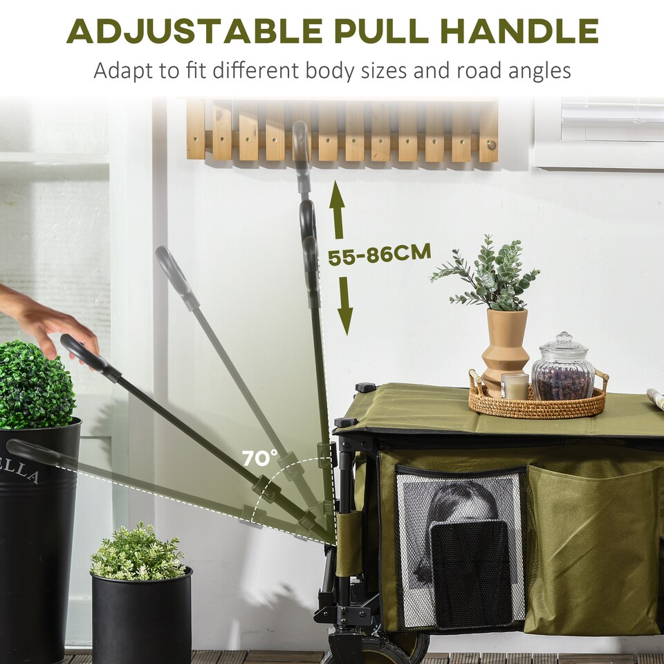 image 1 of Outsunny Folding Wagon Garden Cart Collapsible Camping Trolley for Outdoor