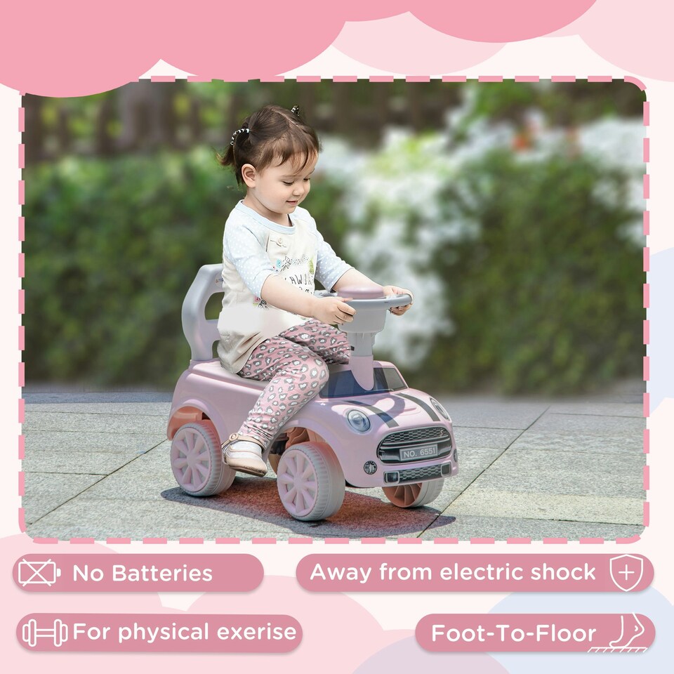 image 1 of AIYAPLAY Ride On Car Foot To Floor Sliding Car w/ Air Horn - Pink