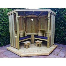 4 Seasons Garden Room, Covered Corner Arbour - L150 x W290 x H205 cm - Assembly Incl. - Set of Waterproof Cushions Included | Brown
