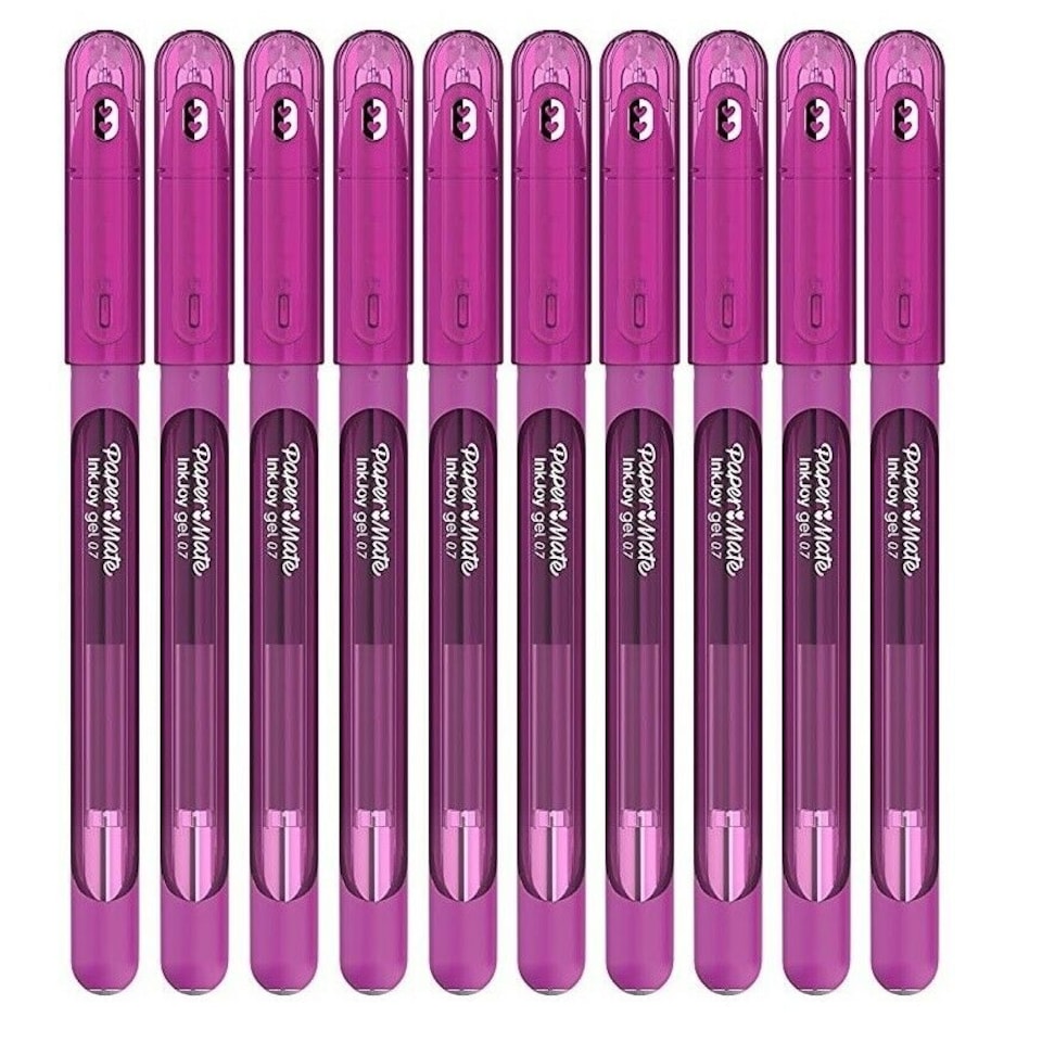 10 Paper Mate InkJoy Gel Pens 0.7mm Medium Tip Fast Drying Smooth Ink Comfort Grip Colour Writing Pens for Notes Journalling Stationery
