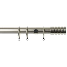 25-28mm Traction End Satin Silver Metal Curtain Pole Set 120 - 210cm | Silver | Silver