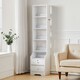 image 4 of Living and Home 5-Tier Slim Storage Shelving Unit with Lockable Drawer - White
