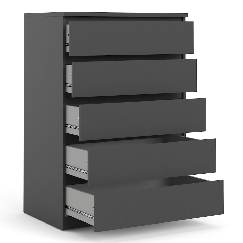image 1 of Naia Chest of 5 Drawers in Black Matt