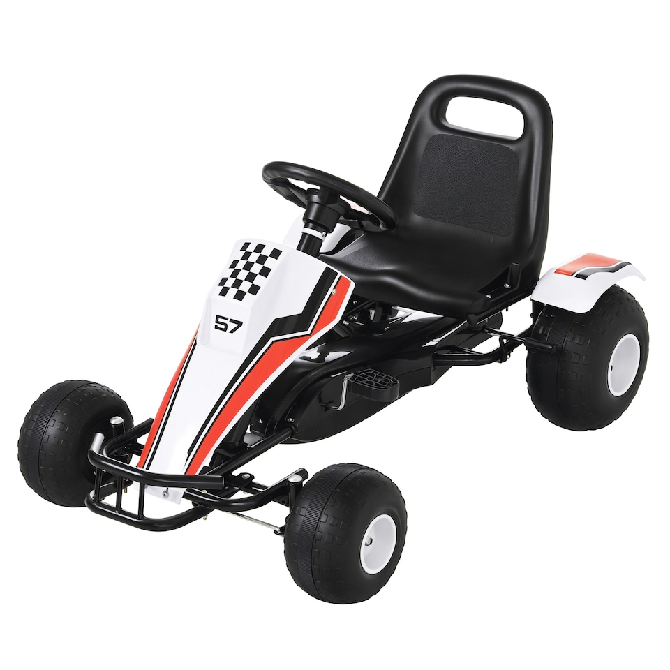 image 1 of HOMCOM Child's Racing-Style Pedal Go Kart w/ Brake Gears Steering Wheel Seat