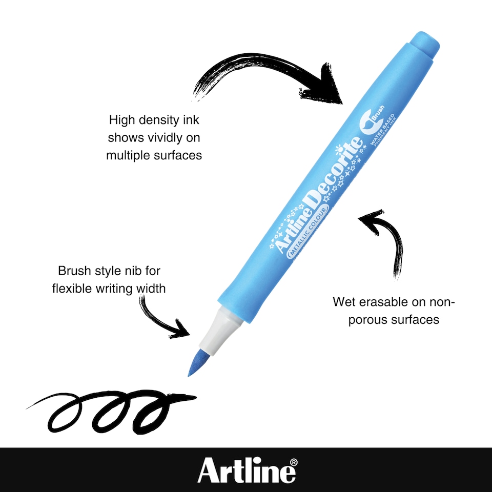 image 1 of Artline Decroite Brush Markers Contemporary Metallic Colours 4 Pack