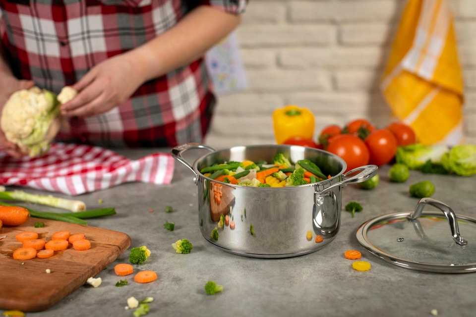 image 1 of Kuhn Rikon Allround Stainless Steel Induction Safe 3-Piece Mixed Cookware Set