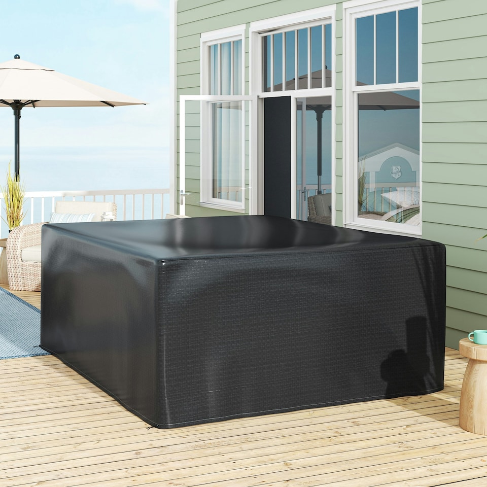 image 1 of Outsunny 235x190x90cm Large Patio Set Outdoor Garden Furniture Cover Black
