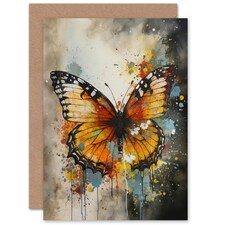 Monarch Butterfly Watercolour Wife Birthday Card