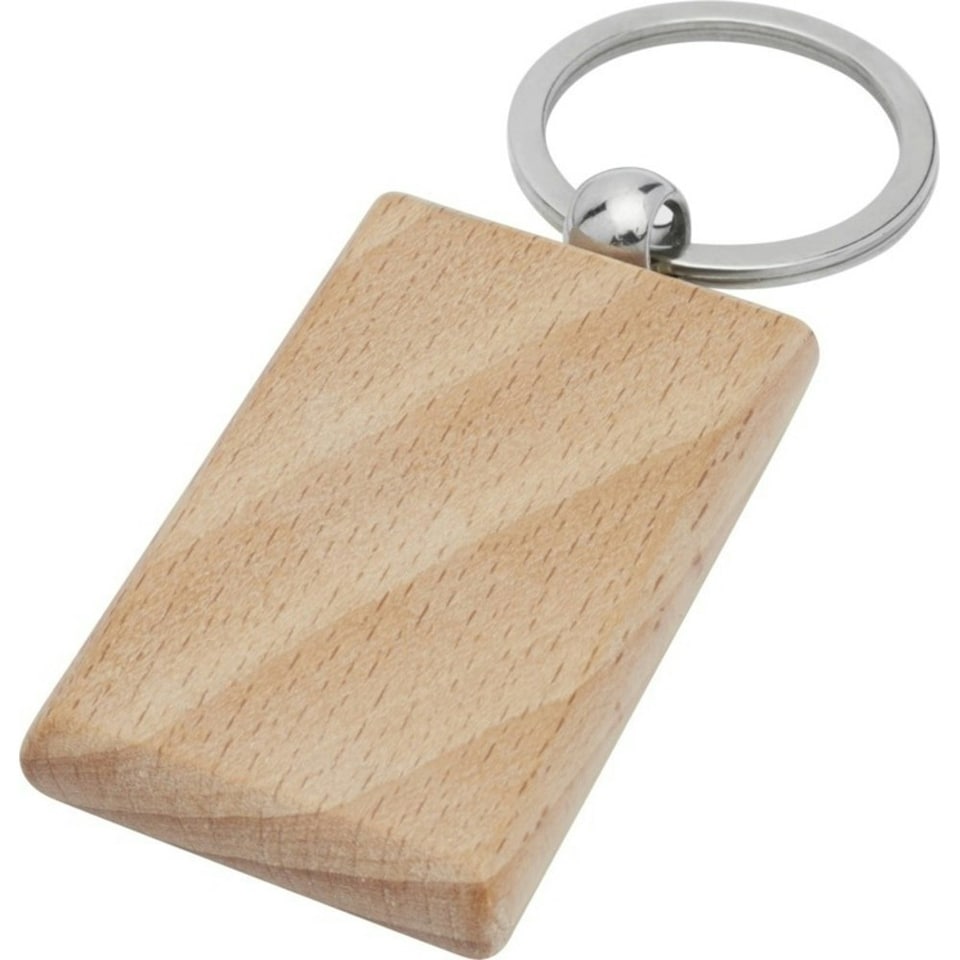 image 1 of Bullet Gian Rectangular Beech Wood Keyring - Natural - One Size