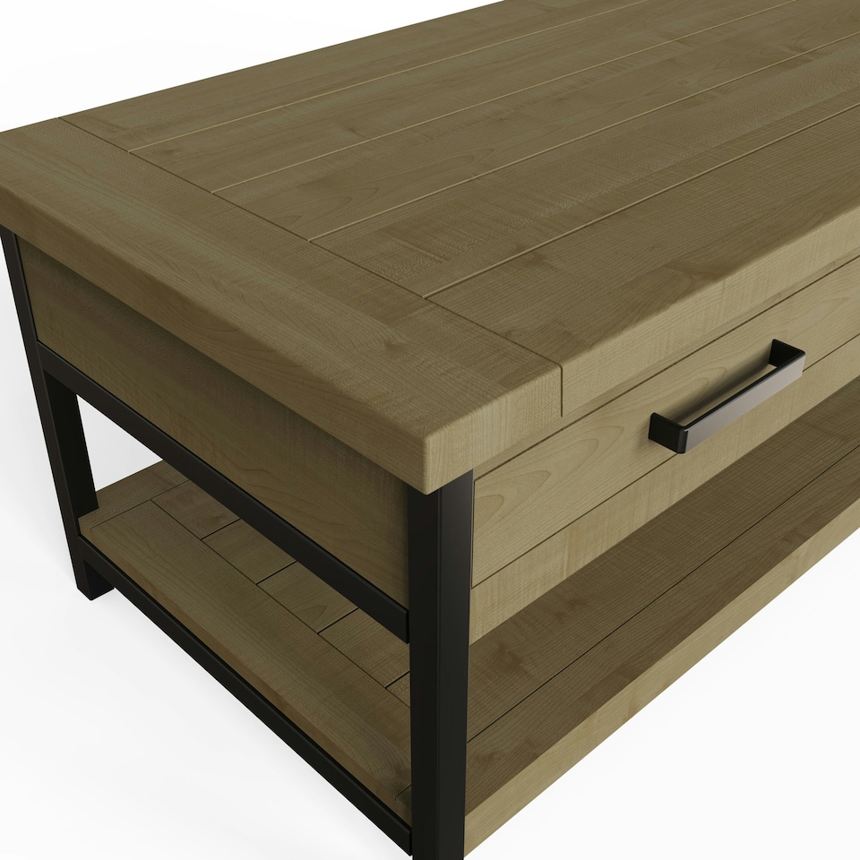 image 1 of Lowry 2 Drawer Coffee Table Driftwood Lacquered Solid Reclaimed Pine Brown