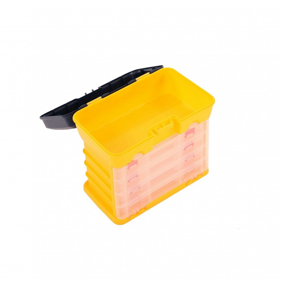 image 1 of Oypla 4 Drawer Storage Organiser Utility Tool Box Case Garage Shed Yellow