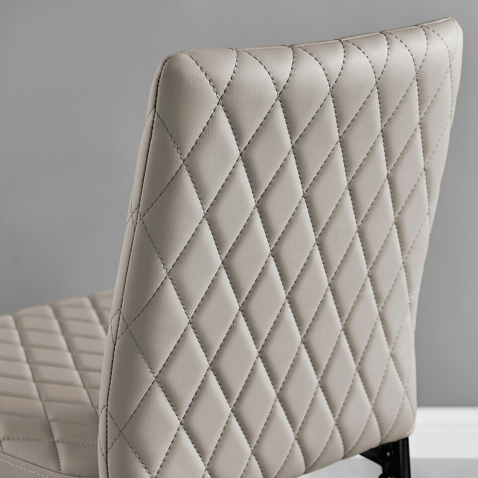 image 1 of Furniturebox 2x Milan Cappuccino Beige Leather Black Leg Bar Stools
