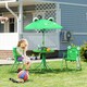 image 2 of Outsunny Foldable Patio Kids Metal Picnic Table w Frog Umbrella Green 4-piece