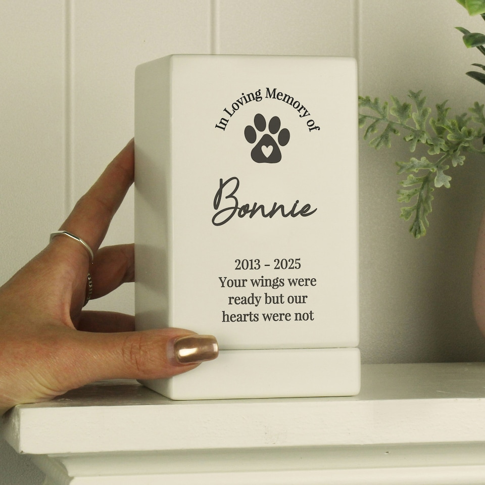 image 1 of Personalised Pet Memorial Small Wooden Urn