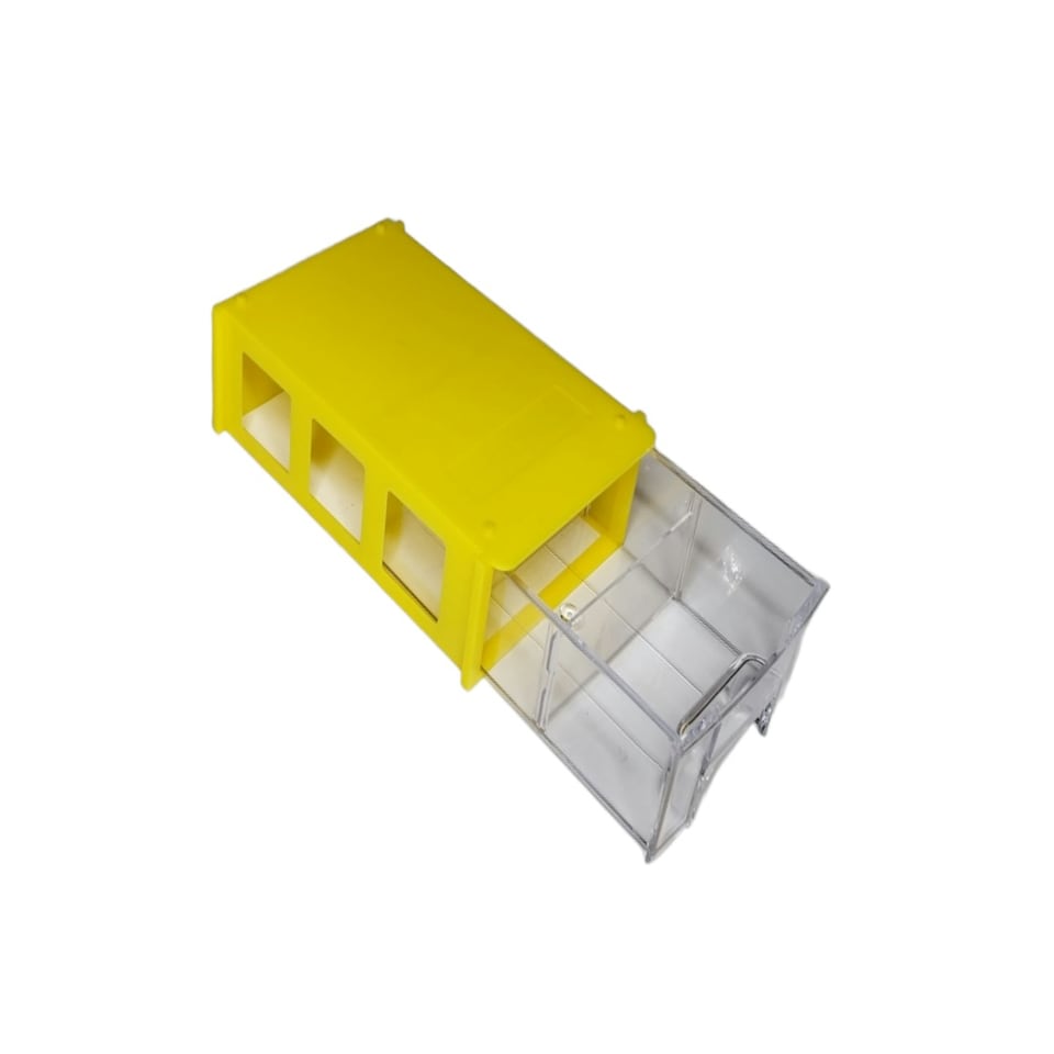 image 1 of Yellow Stackable Plastic Storage Drawers L150xW92xH44mm with Removable Compartments
