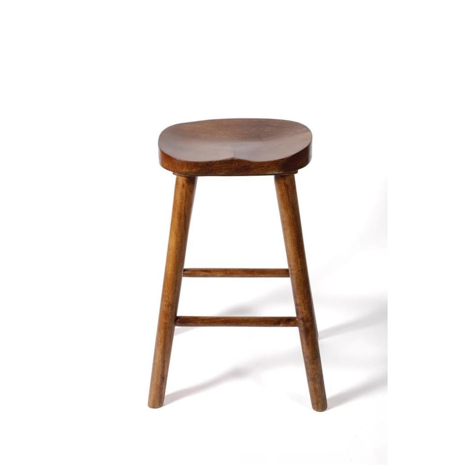 image 1 of Solid Mango Wood Dark Breakfast Bar Kitchen Pub Café Stool Wooden H 68 x W 38 x D 38 cm