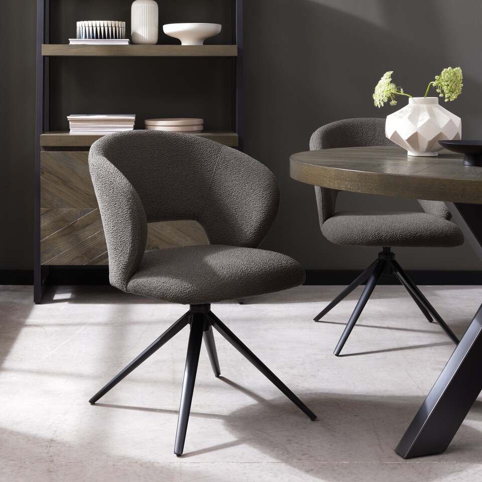 image 1 of Bentley Designs - Stella - Swivel Chair in Grey Boucle Fabric (Single)