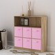 image 3 of Wide 7-Cube Bookcase With Drawers | Brown | Oak & Light Pink | 1