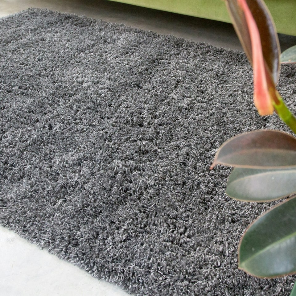 image 1 of KUKOON Slate Grey Deep Pile Shaggy Living Room Area Rug 60cm x 110cm