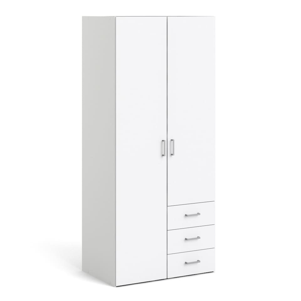 image 1 of Space Wardrobe 2 Doors 3 Drawers White 1750