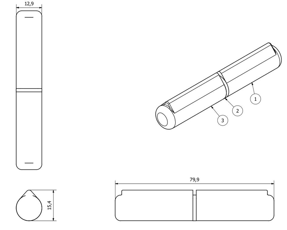 image 1 of Pack 2 Lift Off Bullet Hinge Weld On Brass Bush 13x80mm Heavy Duty Industrial | Silver