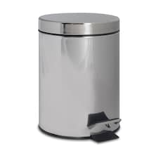 Harbour Housewares Bathroom Pedal Bin - 3L - Chrome - Round Stainless Steel Slim Rubbish Dustbin Lid and Inner Liner Bucket