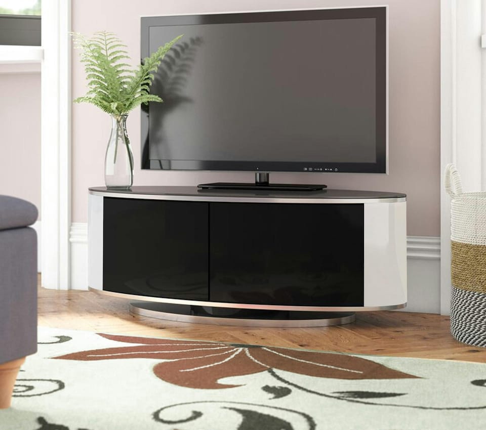 MDA Designs LUNA Gloss Black Oval Cabinet with White Profiles and