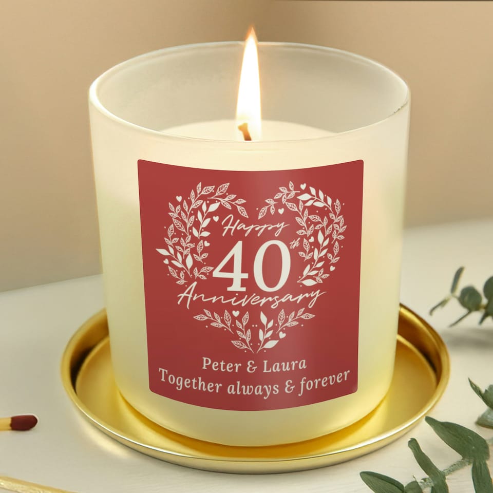 image 1 of Personalised 40th Ruby Wedding Anniversary Candle Jar Clear | One Size