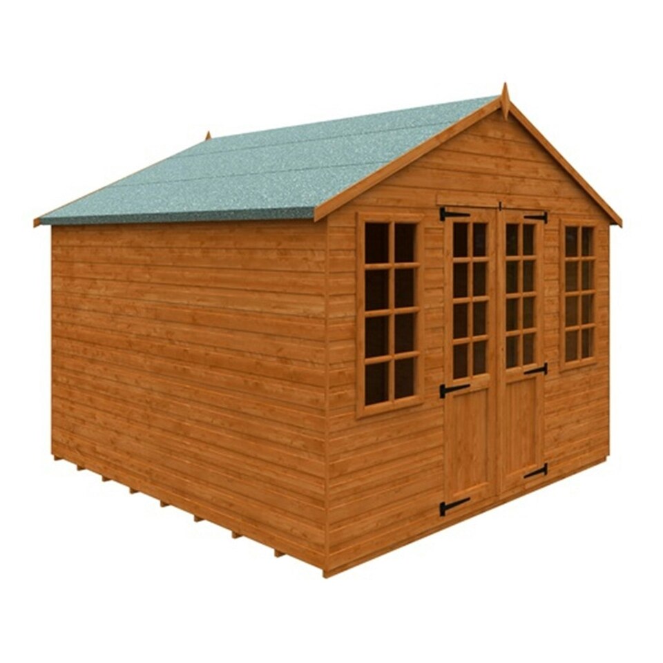 image 1 of 10ft x 10ft (2.95m x 2.95m) Wooden Classic Tongue and Groove APEX Summerhouse (12mm T&G Floor + Roof) (10 x 10) (10x10)
