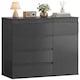 image 1 of HOMCOM Sideboard Storage Cabinet, Kitchen Cupboard with 5 Drawers | Black | Black embossed