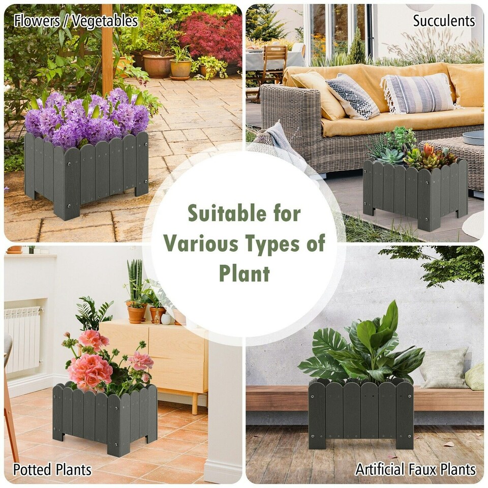 image 1 of COSTWAY 2 Pack Planter Box Raised Garden Bed Grey
