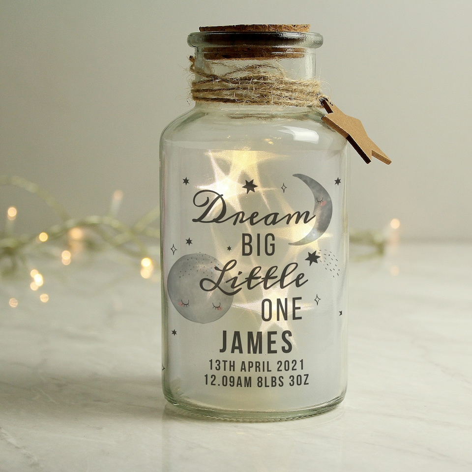 image 1 of Personalised Dream Big LED Glass Jar
